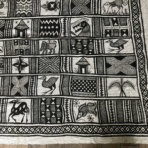 Hand Woven canvas, Korhogo fabric, Senoufo, symbolic animals, African art image 4