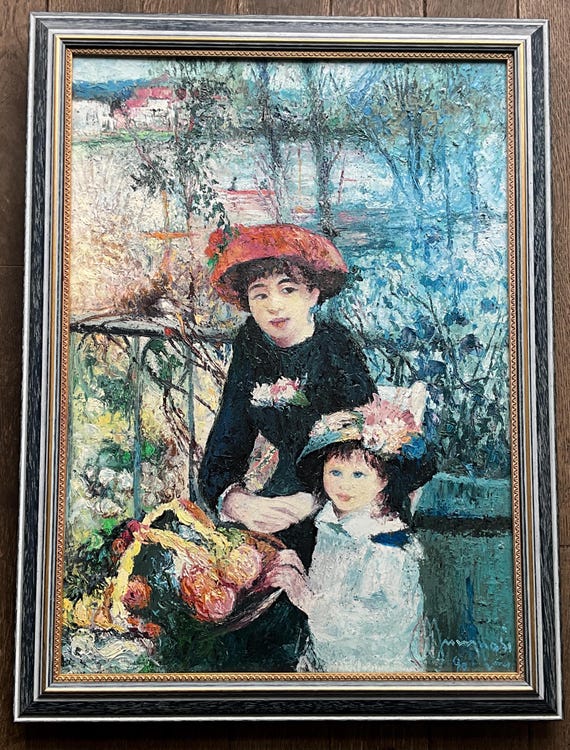 Oil Painting on Canvas, the Two Sisters. Copy of the Painter
