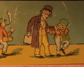 Lot De 6 Plaques En Verre Pour Lanterne Magique - Caricatures - Rare