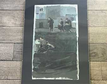 Dipinto ad olio di Jules Vosch, "Le lavandaie"