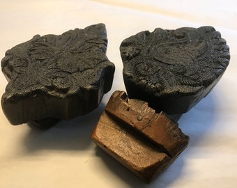 Set of 3 Wooden printing blocks for batik fabric