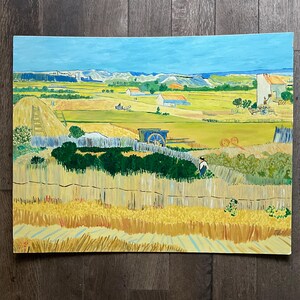 Copie sur carton d’une peinture de 1888 par Vincent Van Gogh, la moisson