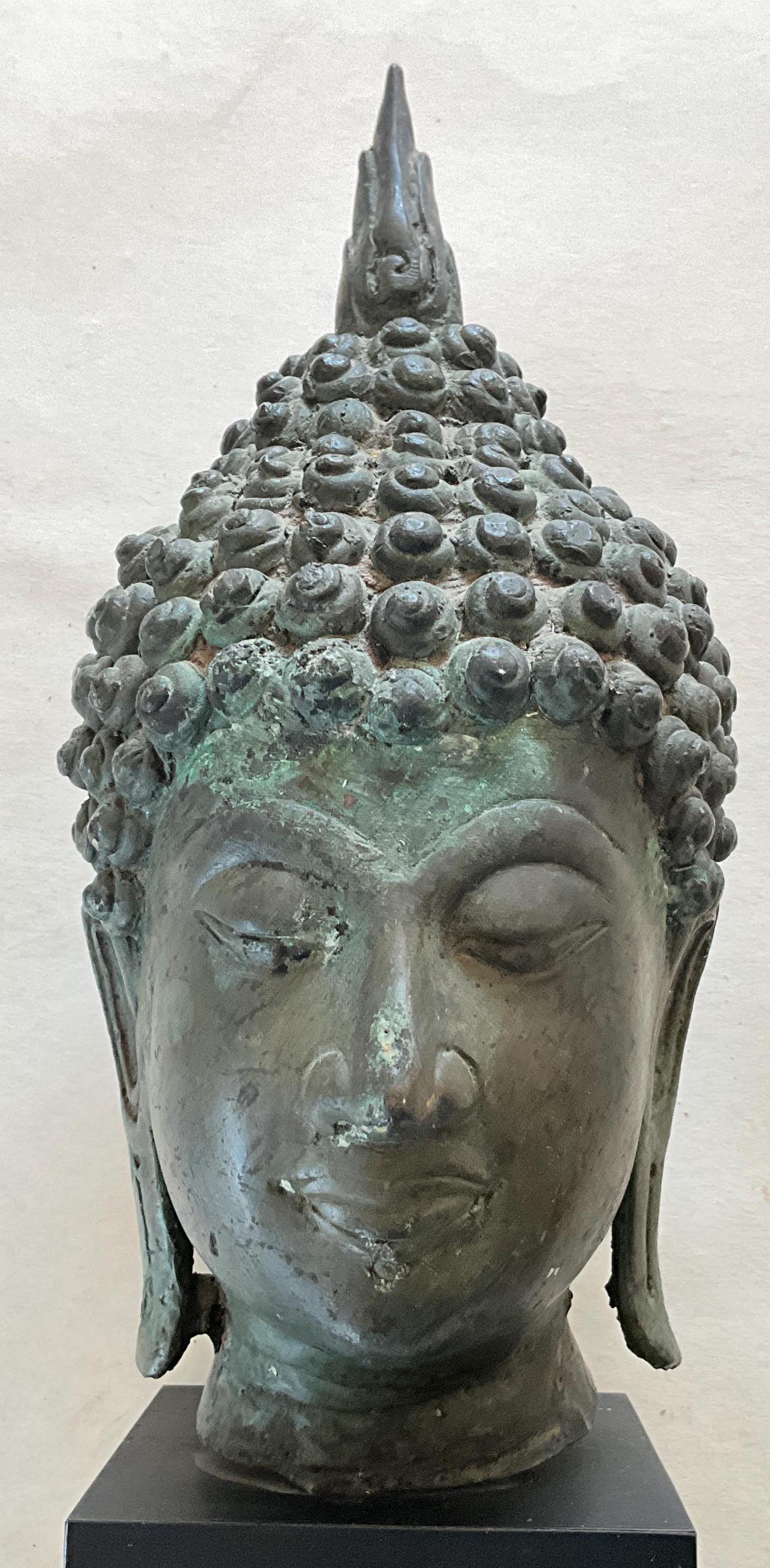 タイのスコータイの銅製仏頭（木台座付き） - Etsy 日本