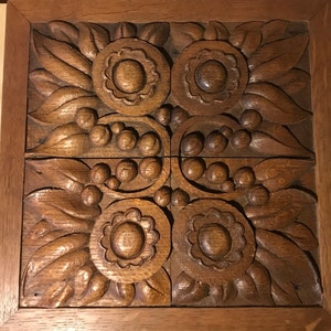 Carved oak sewing box