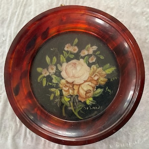 Miniatura su carta, mazzo di rose in acquerello firmato le Landy