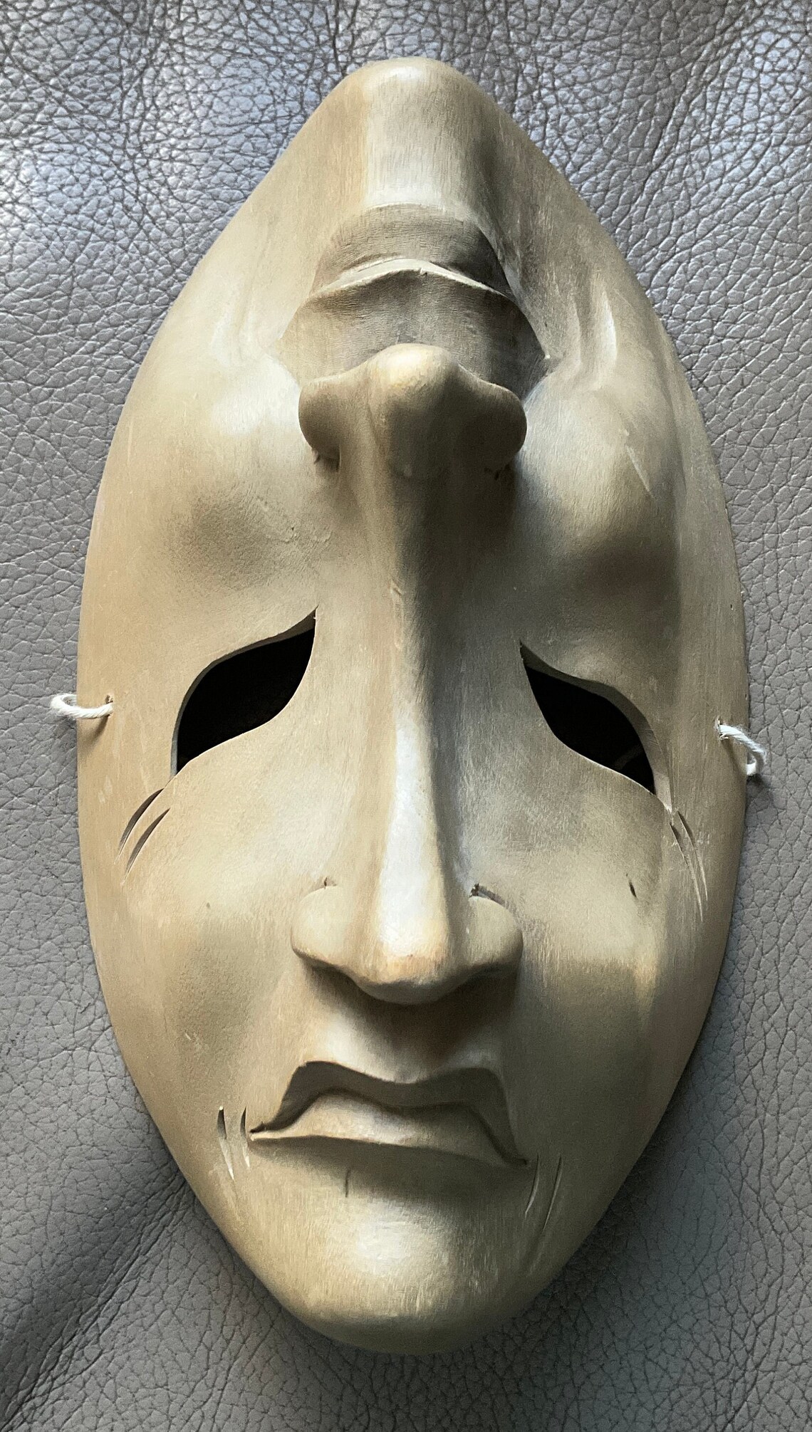 Indonesian Wooden Mask With Double Expression Comedy and Tragedy