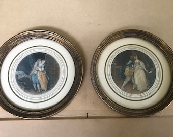 2 French engravings, boudoir style, 19th century