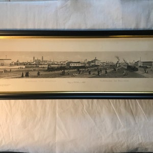 Engraving on paper 1843, panorama of Mechelen after a painting by Ditzler