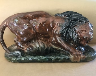 Ceramic lion signed Solvay