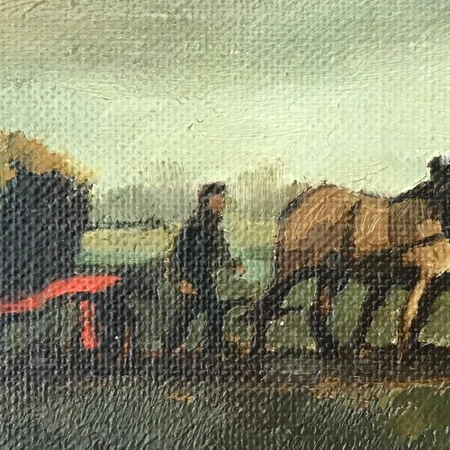 Oil on canvas made in the 1960s, farmer in his field signed shops Janssens