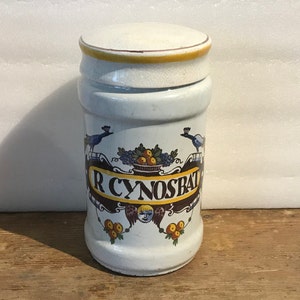 Medicine pot - apothecary pot - vintage pharmacy pot - ceramic pot - lidded pot - herbalist