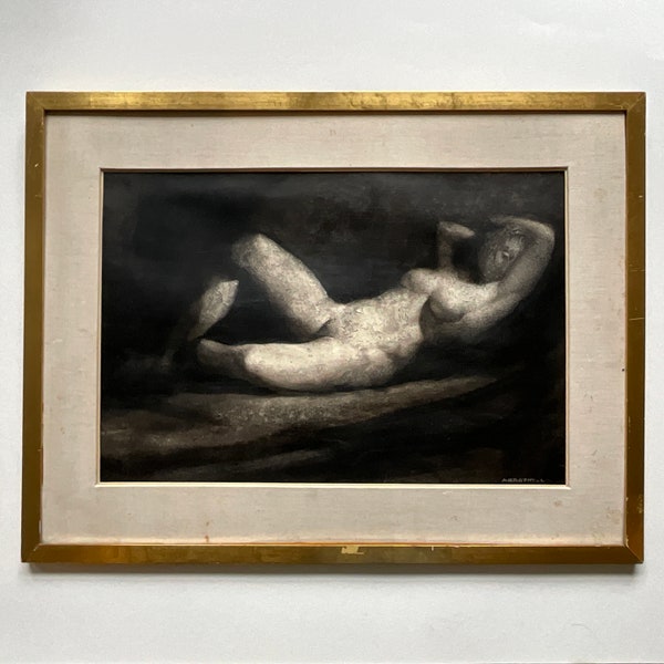 Encre sur papier , femme nue par Léon Arrotin, peintre belge.