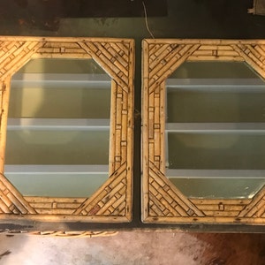 Pair of 1980s bamboo mirrors