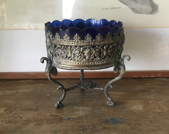 Candy box in metal and crystal, 19th century candy box,