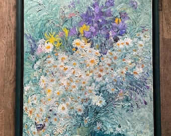 Peinture à l’huile sur toile, fleurs sauvages par l’artiste Ouzbek ROZHKOV