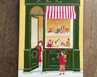 Naïve painting on canvas, toy store "Le Bon Point" by Daffniet