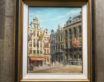 Grand Place of Brussels, oil on canvas, Jean Roig