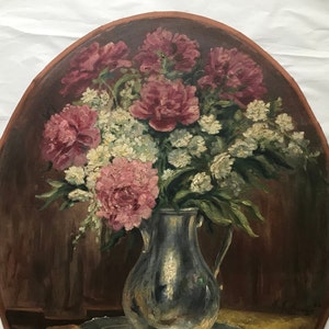 Ramo de pintura, ramo de flores, flores y jarrón, pintura al óleo, óleo sobre cartón
