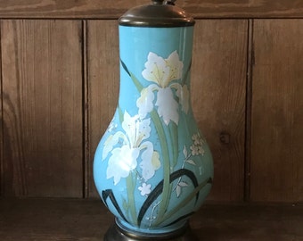 Antique opaline lamp in turquoise color