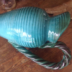 Glazed terracotta pitcher with twisted handle, Alexandre, Belgium