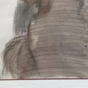 Carboncillo y acuarela sobre papel, rostro de mujer de semiperfil, Georges Van Zevenberghen imagen 7