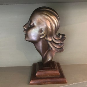 Statuette déco en résine fait main aspect bronze (femme, bustes), Objets  décoratifs