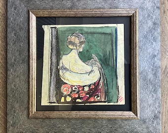 Pintura de técnica mixta, Jules Vosch, mujer vista desde atrás