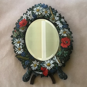 Marco de espejo de madera pintado a mano, espejo biselado