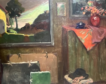 Painter's Interior, oil on cardboard