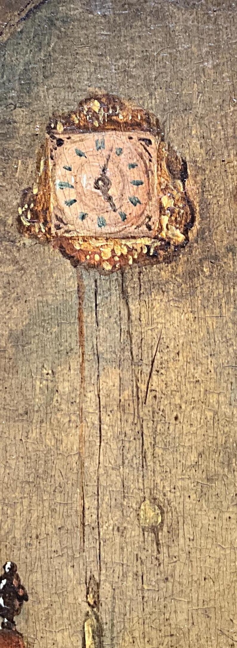 Oil Painting on Wood Panel, 19th Century, Woman and Baby in an Interior