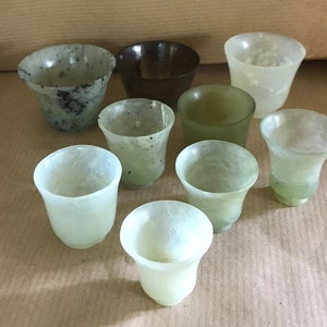 Set of 9 small jade cups
