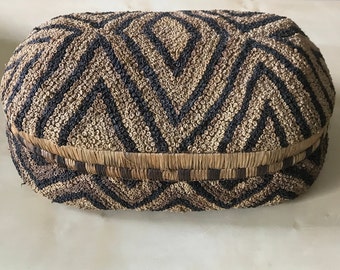 Ancient Kuba basketry, Kuba Bushoong box, 1st half of 20 th century. Ringlet decor