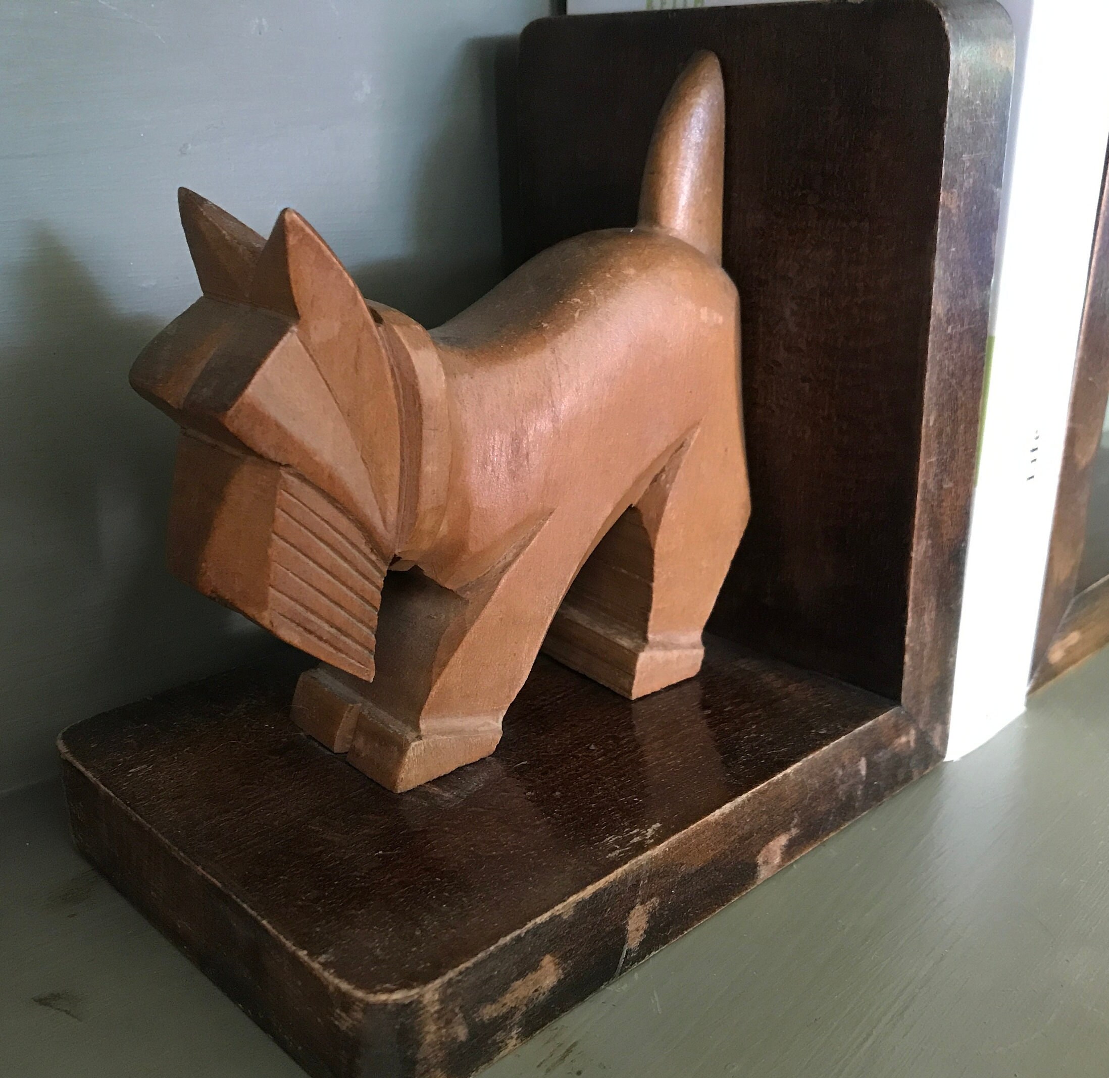 Serre-livres Art Déco En Bois Forme Chien - Déco Vintage Pour Bibliothèque