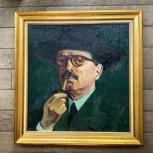 Oil painting on canvas, 1960s, self-portrait by Piet Volckaert, Belgian painter