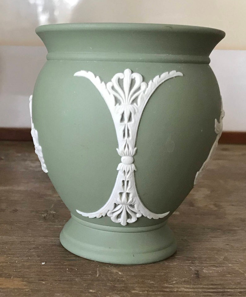 Wedgwood Green Jasperware Small Vase Etsy