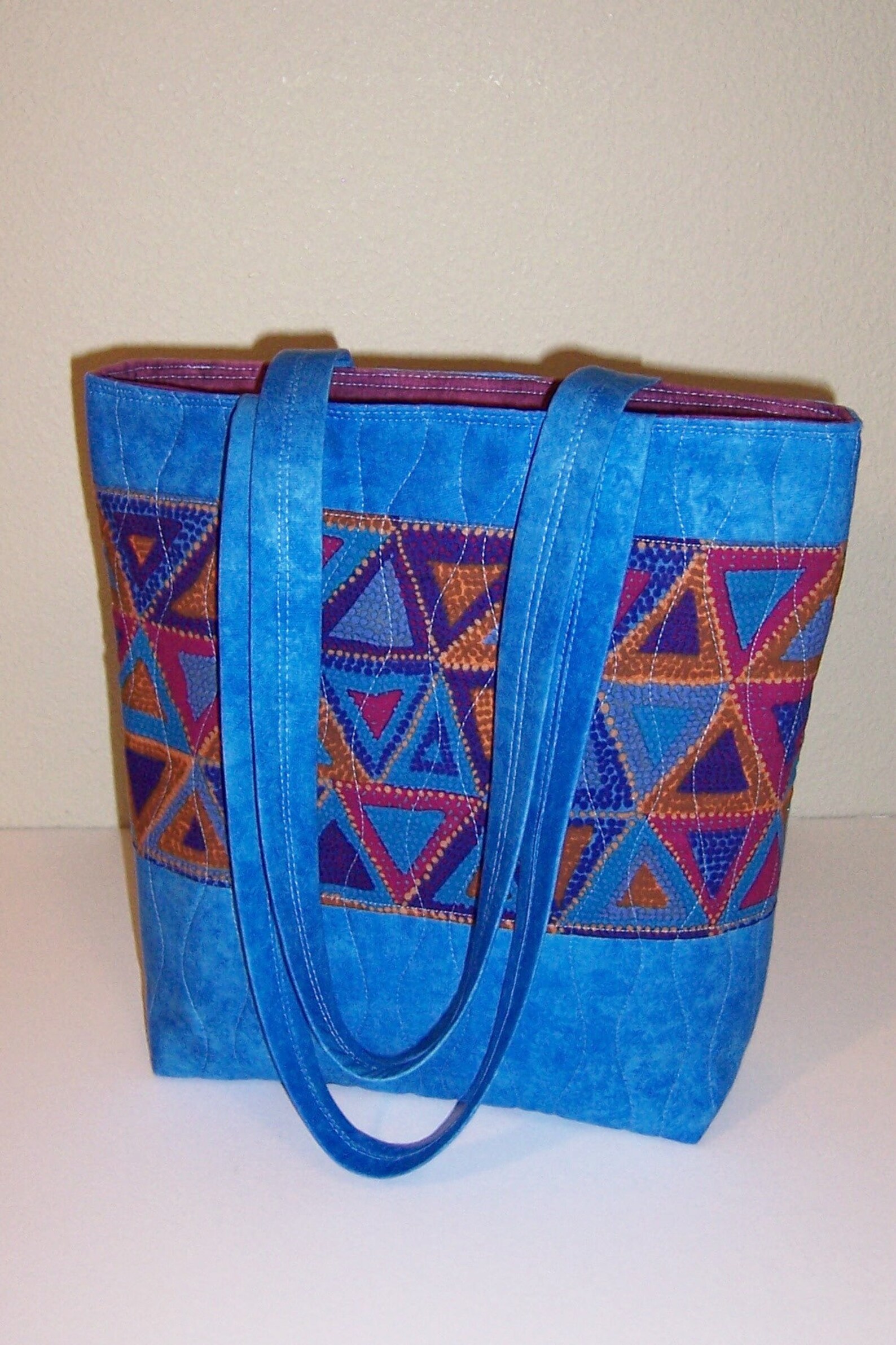 Fabric Shoulder Bag Blue Print Bag Zipper Top Bag Art Print Etsy
