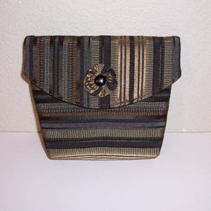 Mini bolso de noche, bolso de mano de rayas marrones, cartera pequeña de tafetán, bolso elegante minimalista