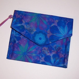 Cartera pequeña para mujer, cartera de tela azul, cartera con cremallera, tarjetero
