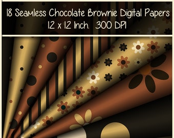 18 Seamless Brown Yellow Caramel Orange Polkadot and Striped Digital Papers