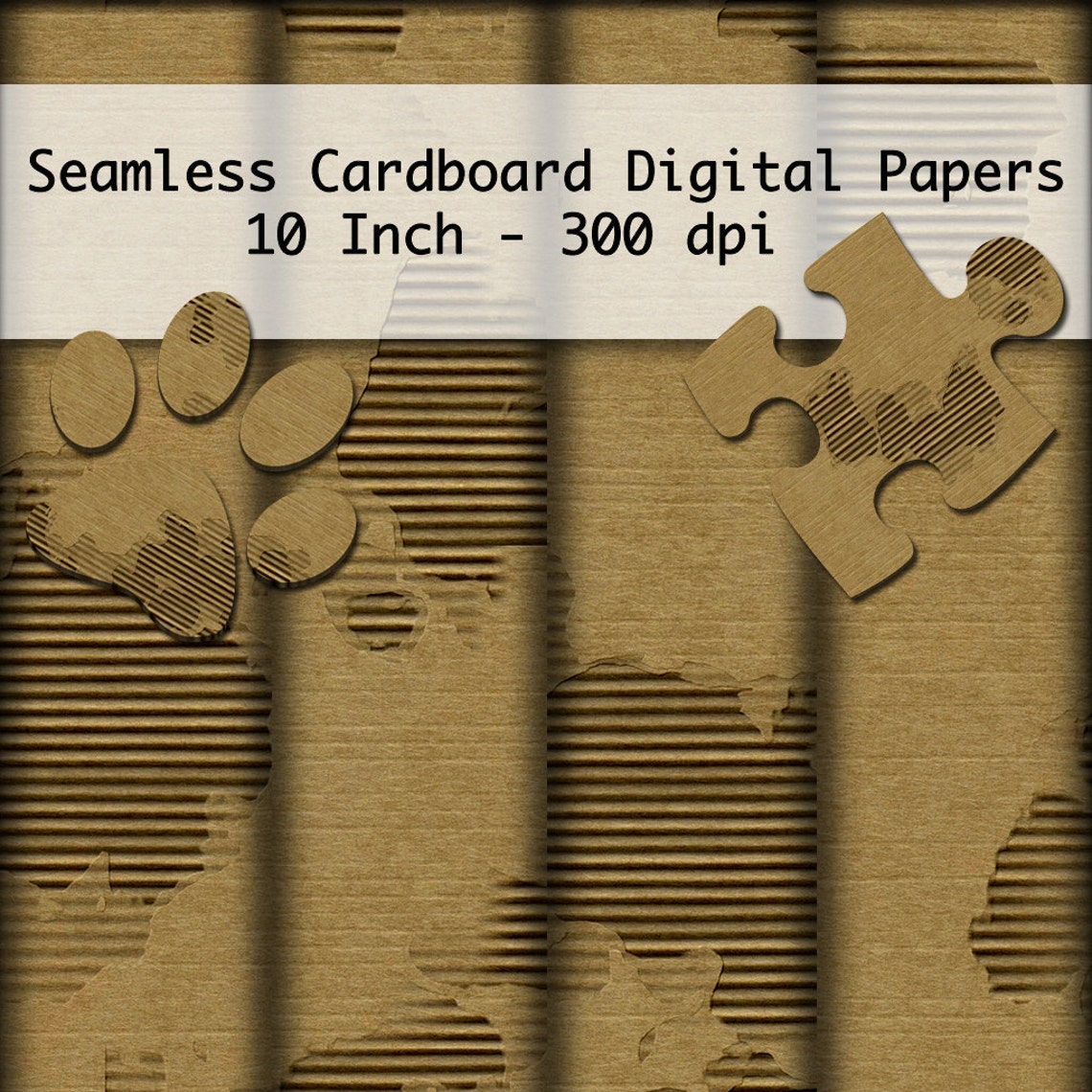 Seamless Worn Cardboard Digital Scrapbook Papers 10 Inch 300 Etsy