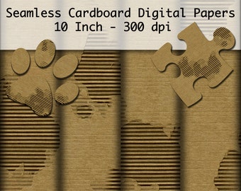 Seamless Worn Cardboard Digital Scrapbook Papers 10 Inch 300 DPI