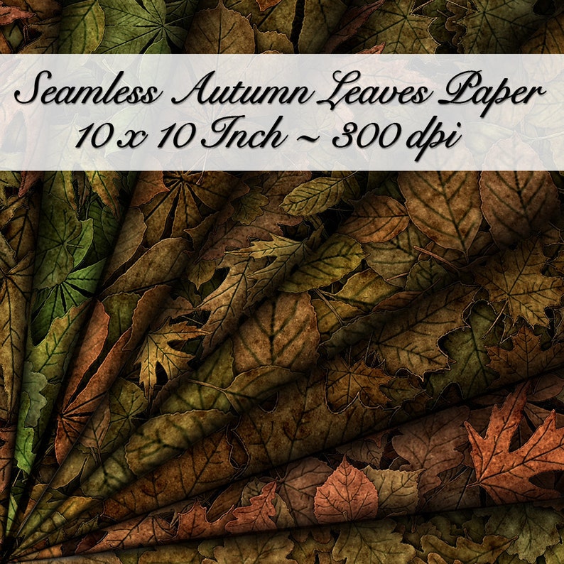 10 Digital Seamless Autumn Leaves Textures Digital Papers. 10 Inch. 300 DPI image 1