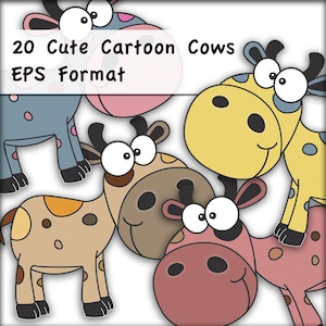 20 EPS Clip Art simpatico cartone animato mucche. ClipArt vettoriali. Cartone animato. Mucche.