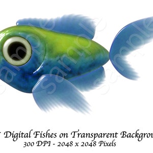 17 Individual Fish Clip Art Digital Files. 300 DPI 6.8 x 6.8 Inch image 4