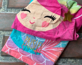 Mermaid hooded beach towel