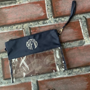 Personalized Cross-body Navy Clear Stadium Bag