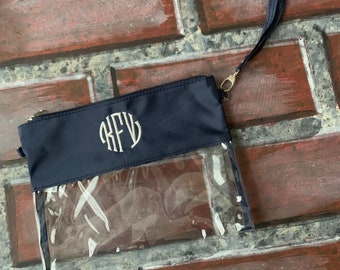 Personalized Cross-body Navy Clear Stadium Bag