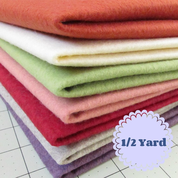 1/2 Yard Merino Wool blend Felt 20% Wool - Cut to order - You Choose Color