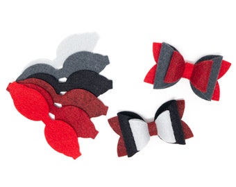 3 inch wool Felt die Cuts // 6 Bows - Red Brick or Mix and Match