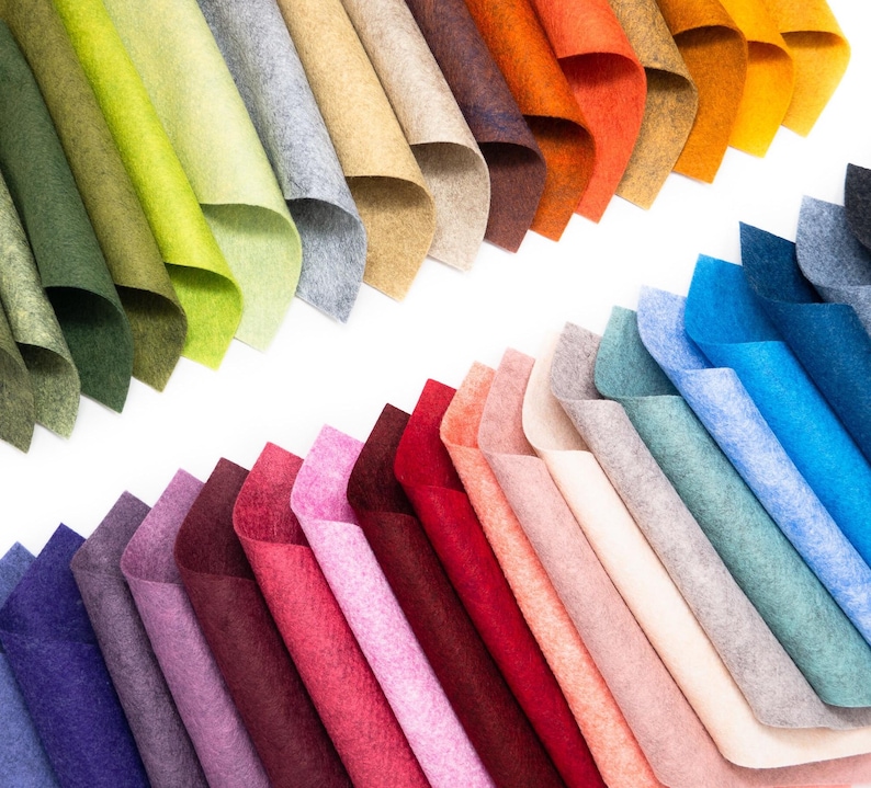 Colección de 35 piezas de colores jaspeados: sábanas de fieltro de mezcla de lana merino imagen 2
